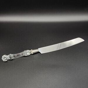 Fostoria Heritage Lead Crystal Knife Glass & Stainless Cake Wedding Vintage